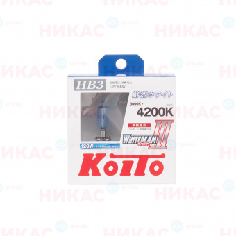 Галоген.лампа KOITO Whitebeam 9005 HB3 4200K 12V 65W (компл.)